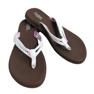 Flojos White flip flops, sandals thongs, women's size 10
